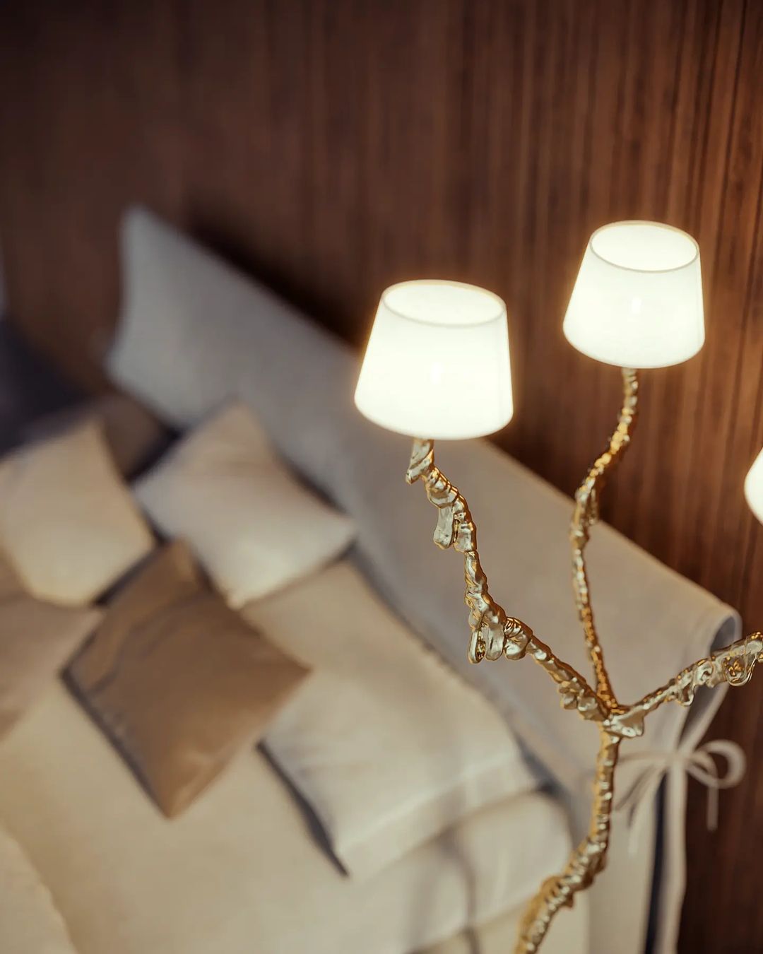 Ines Brass Three-Light Floor Lamp - Ø 31.5″ × H 78.7″Brass / WhiteUS Plugcasivra