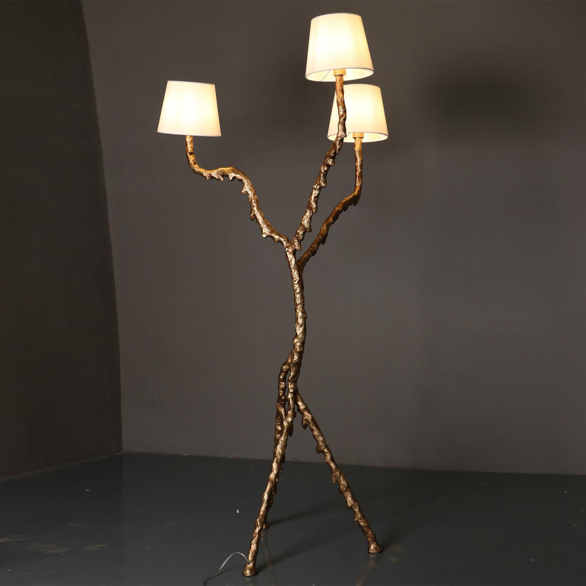 Ines Brass Three-Light Floor Lamp - Ø 31.5″ × H 78.7″Brass / WhiteUS Plugcasivra