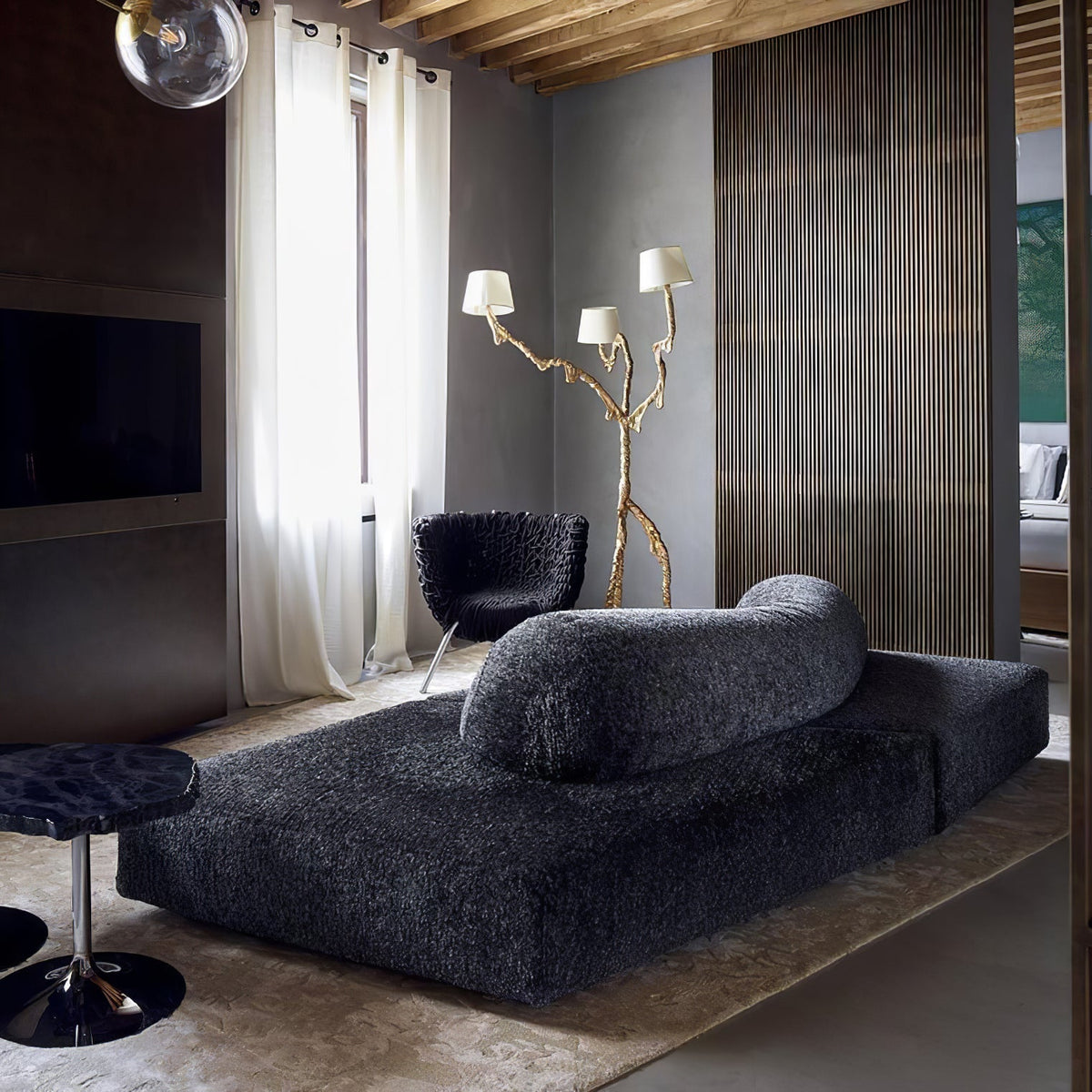 Ines Brass Three-Light Floor Lamp - Ø 31.5″ × H 78.7″Brass / WhiteUS Plugcasivra