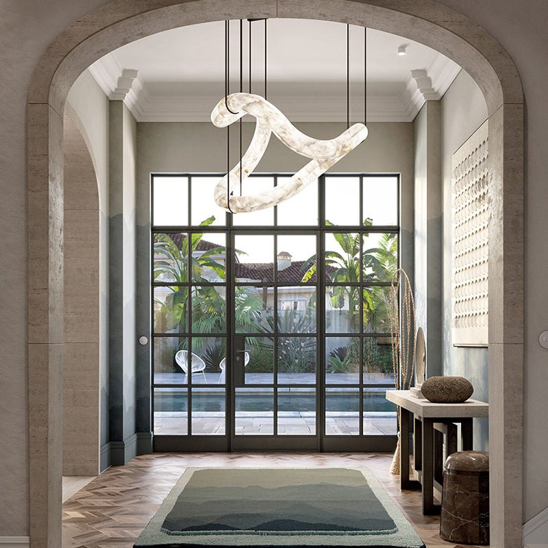 Infinity Alabaster Pendant Light for Entryway – Modern Symmetrical Entrance Lighting - casivra