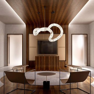 Infinity Alabaster Pendant Light for Entryway – Modern Symmetrical Entrance Lighting - casivra