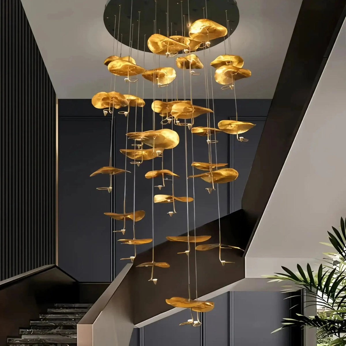 Jenissa Vintage Crystal Staircase Chandelier High Ceiling Luxury Lighting - 20 - LIghtGoldWarm Lightcasivra