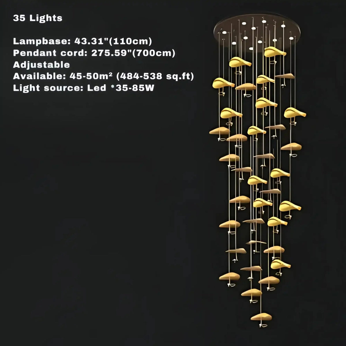 Jenissa Vintage Crystal Staircase Chandelier High Ceiling Luxury Lighting - 3 - LightGoldWarm Lightcasivra