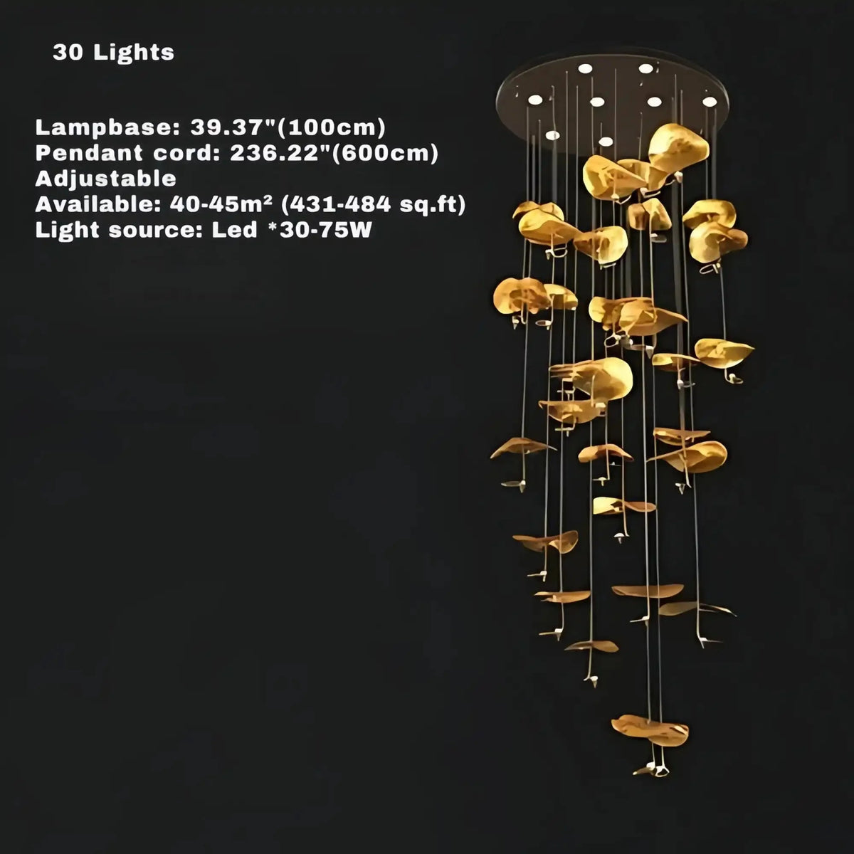 Jenissa Vintage Crystal Staircase Chandelier High Ceiling Luxury Lighting - 3 - LightGoldWarm Lightcasivra