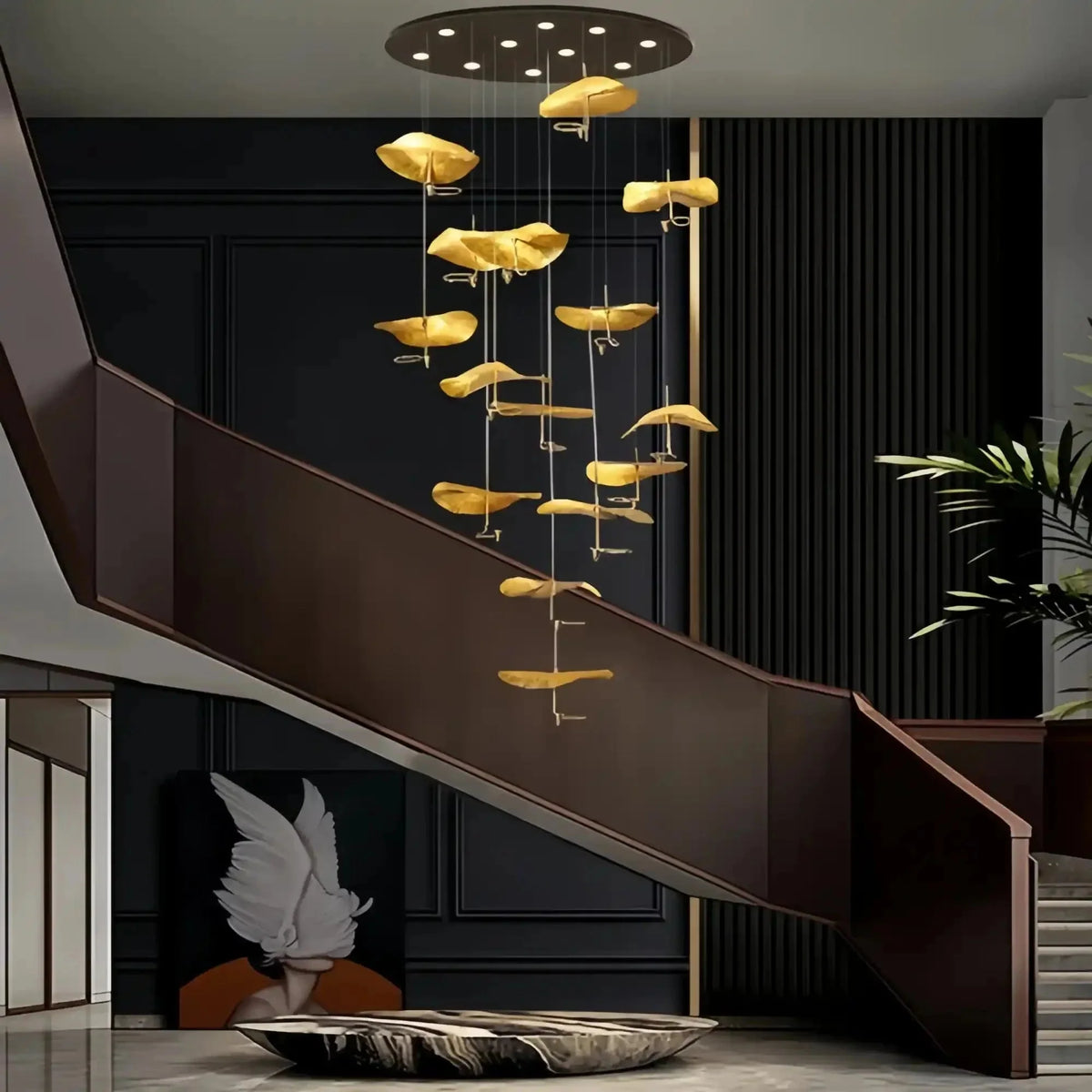 Jenissa Vintage Crystal Staircase Chandelier High Ceiling Luxury Lighting - 15 - LightGoldWarm Lightcasivra