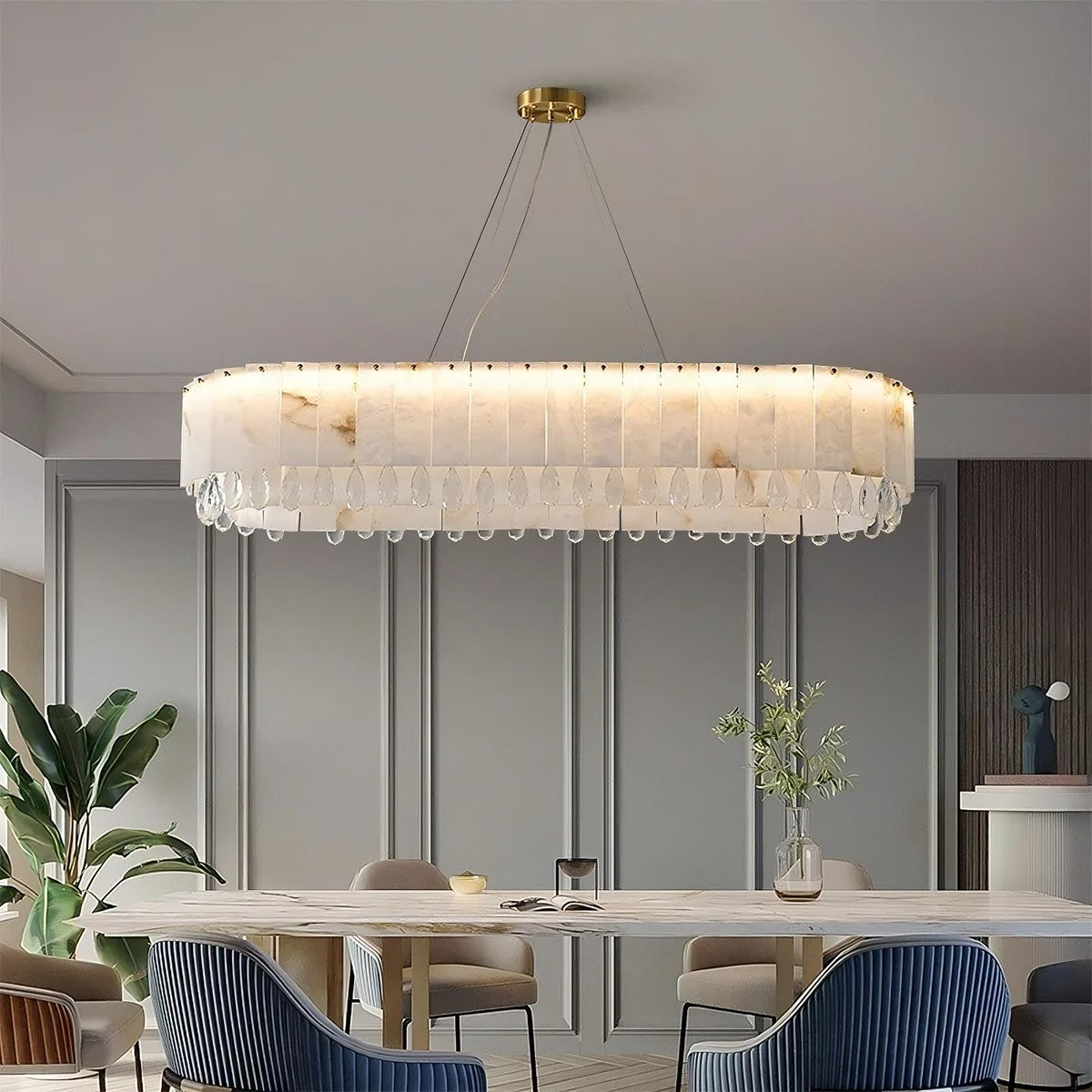 buyStuart Modern Marble & Crystal Dining Room Chandelier - Morsale