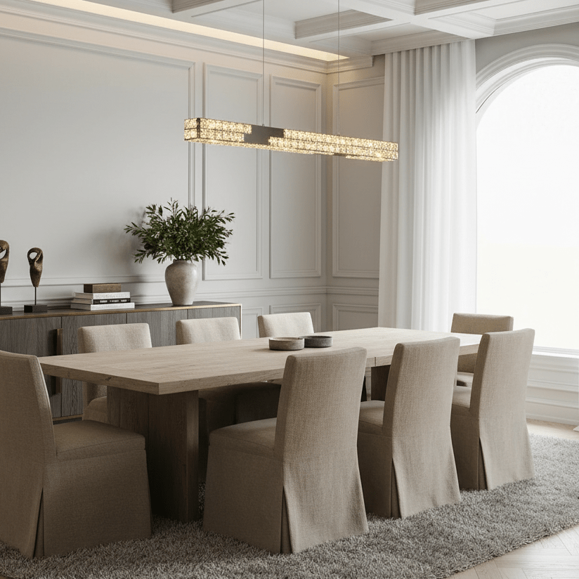 Langley 47-inch crystal dining chandelier in gloss black