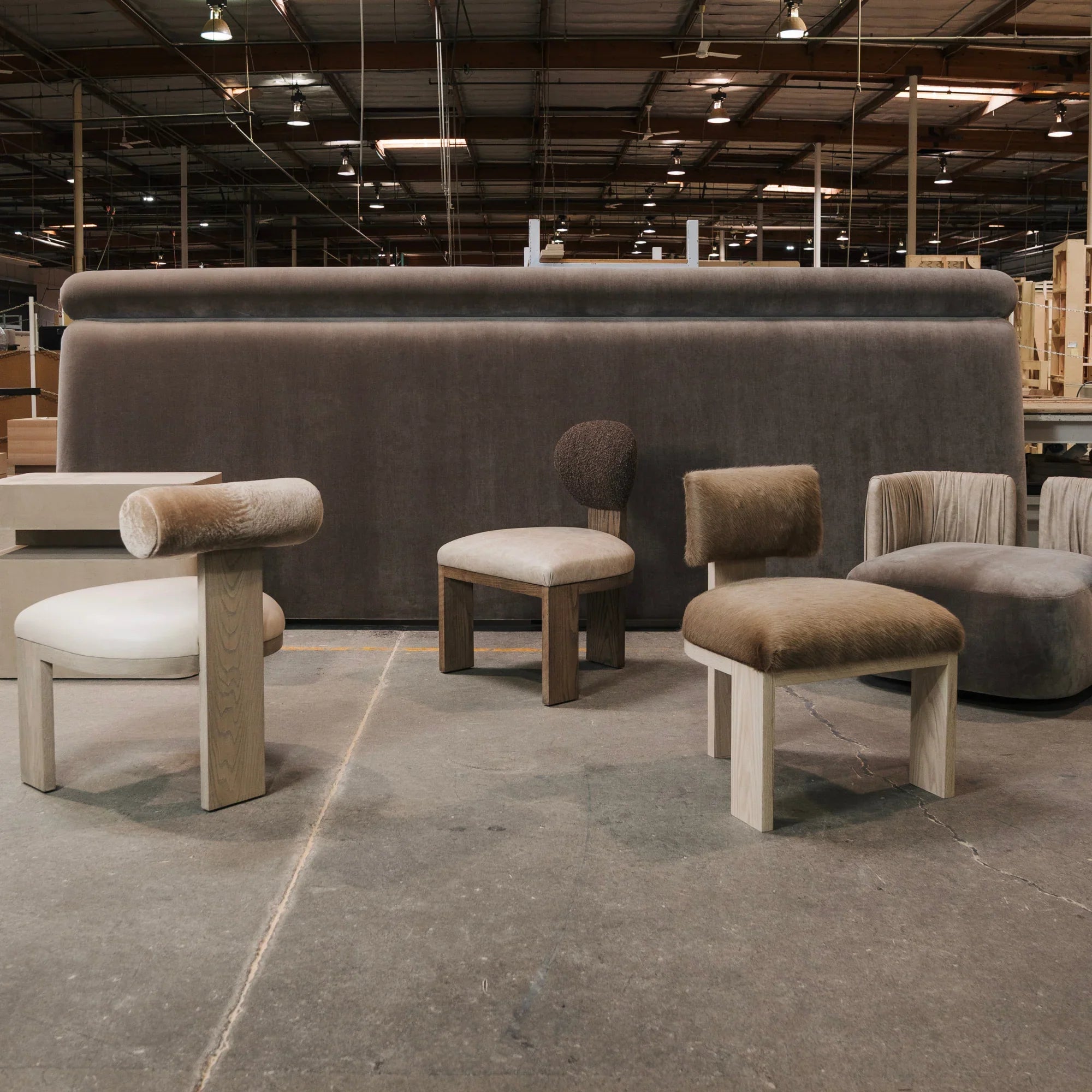 Luxury furniture from KH x RC collection in warehouse