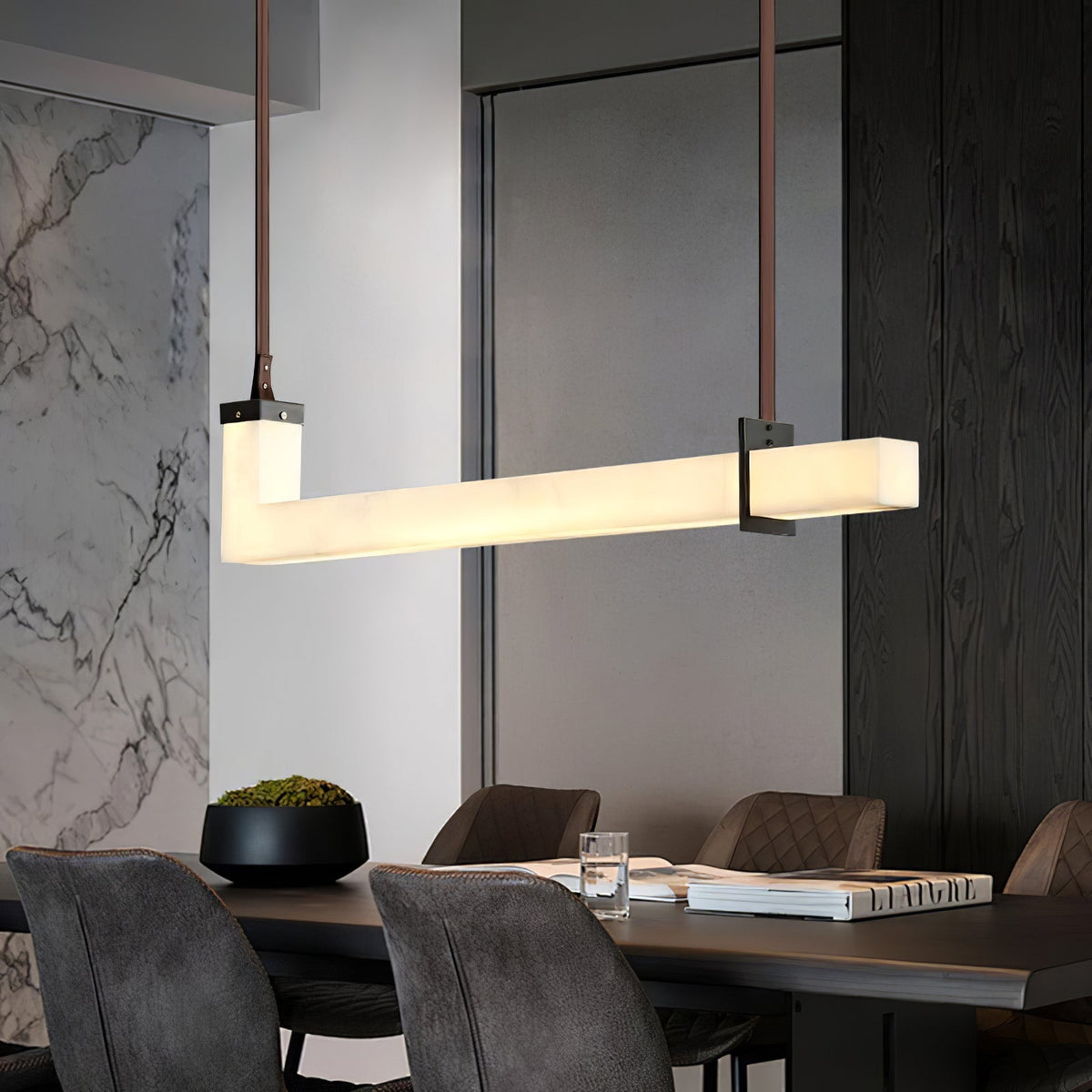 L-Axis Pendant Lamp - L 39.4 in x H 9.1 inBlack & WhiteWarm Lightcasivra