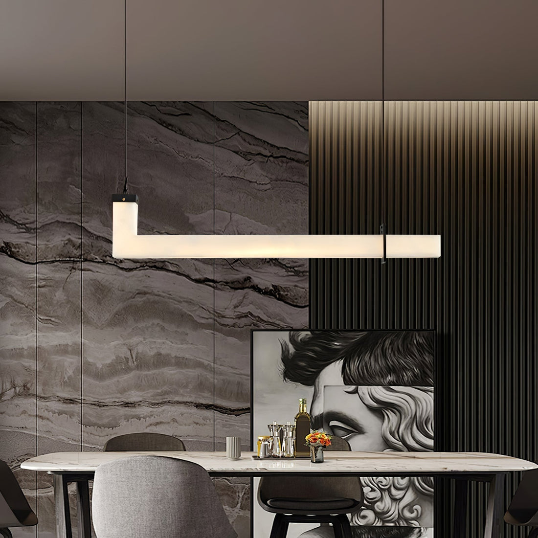 L-Axis Pendant Lamp - L 39.4 in x H 9.1 inBlack & WhiteWarm Lightcasivra