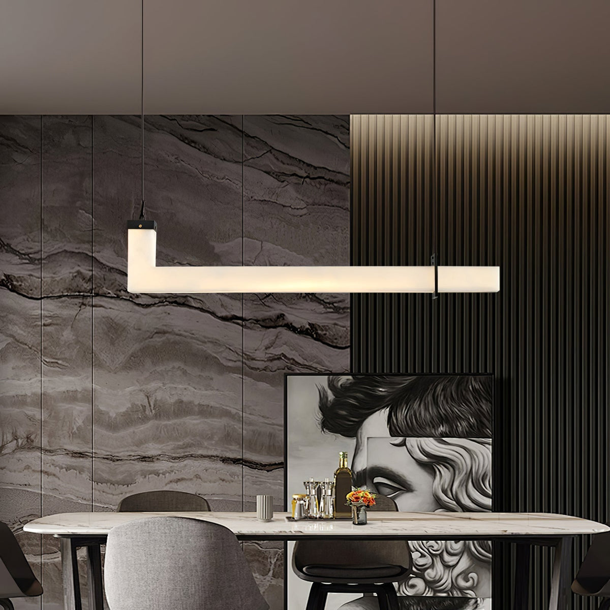 L-Axis Pendant Lamp - L 39.4 in x H 9.1 inBlack & WhiteWarm Lightcasivra
