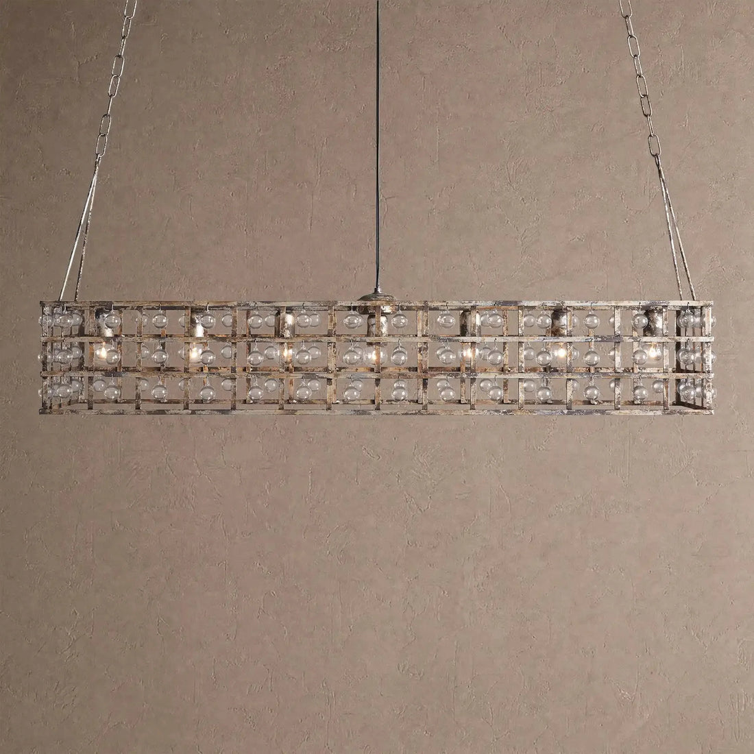 Lucarne Rectangular Chandelier 7-Light - Silver Claycasivra