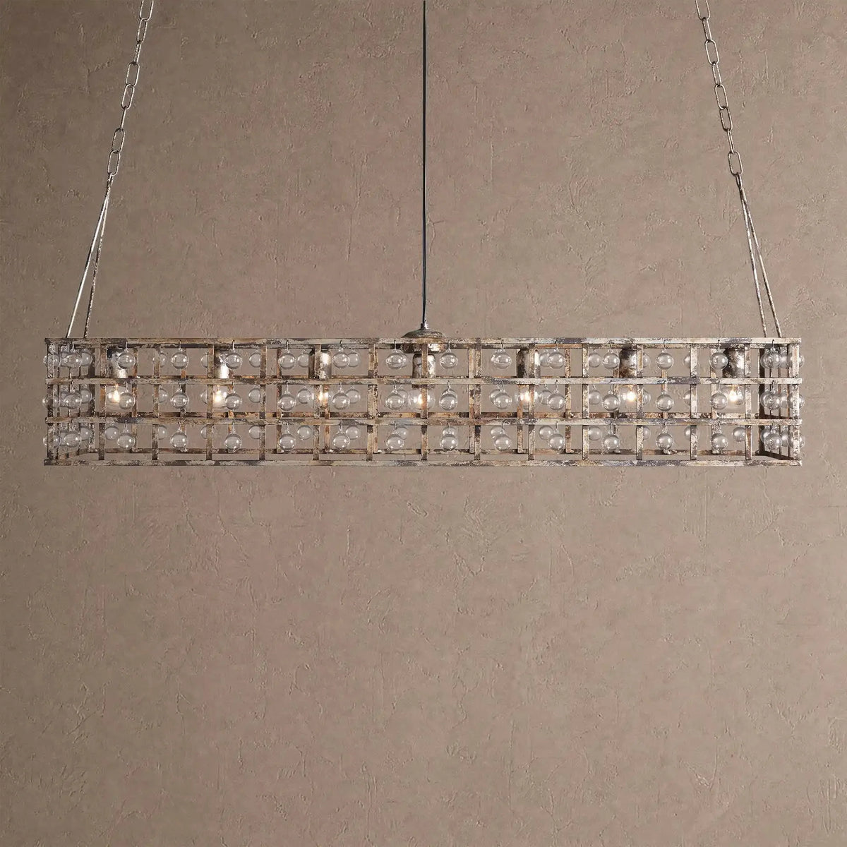 Lucarne Rectangular Chandelier 7-Light - Silver Claycasivra