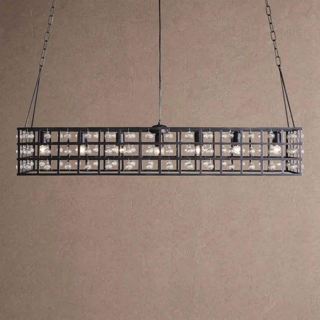 Lucarne Rectangular Chandelier 7-Light - Silver Claycasivra