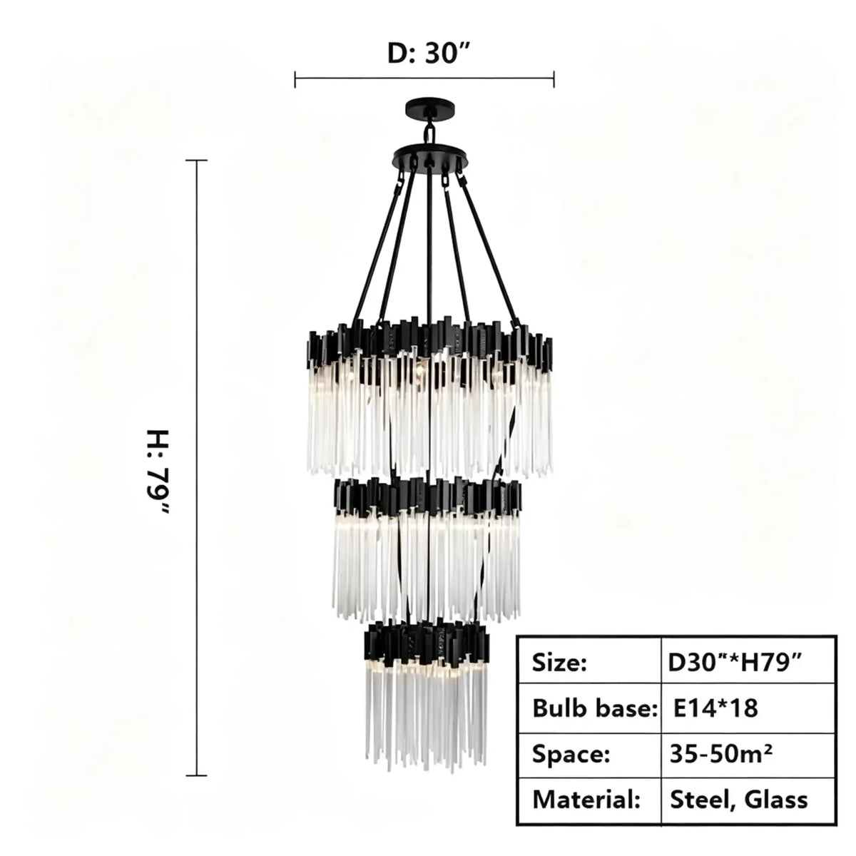 Large Elegant Multi-layers Glam Glass Chandelier for High-ceiling Staircase/Entryway/Living/meeting Room - 1 Layer/D30"*H44"GoldWarm Lightcasivra