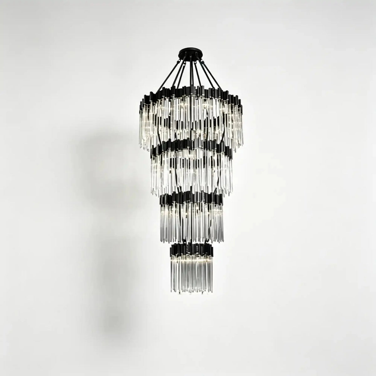 Large Elegant Multi-layers Glam Glass Chandelier for High-ceiling Staircase/Entryway/Living/meeting Room - 4 Layers/D40"*H95"GoldWarm Lightcasivra