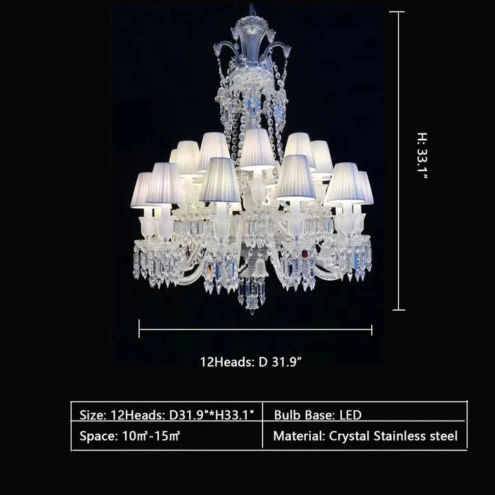 Large Light Luxury Classic Tiered Crystal Candle shaded Chandelier for High-ceiling Rooms/Living Room-Chandeliers-casivra-casivra