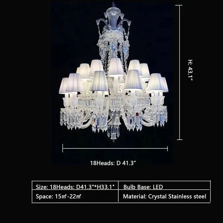 Large Light Luxury Classic Tiered Crystal Candle shaded Chandelier for High-ceiling Rooms/Living Room-Chandeliers-casivra-casivra