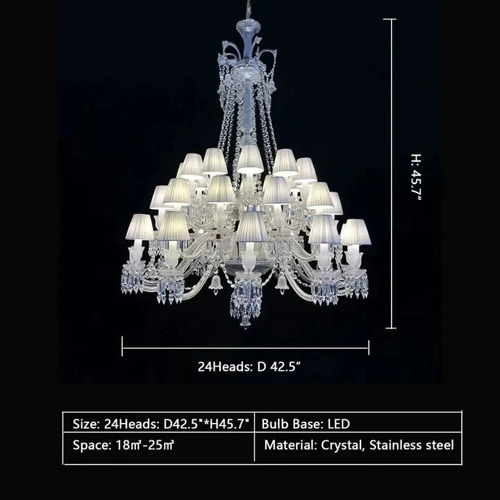 Large Light Luxury Classic Tiered Crystal Candle shaded Chandelier for High-ceiling Rooms/Living Room-Chandeliers-casivra-casivra