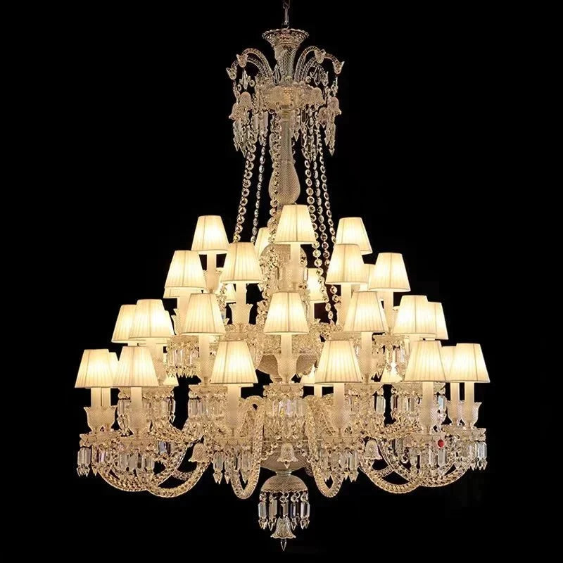 Large Light Luxury Classic Tiered Crystal Candle shaded Chandelier for High-ceiling Rooms/Living Room-Chandeliers-casivra-casivra