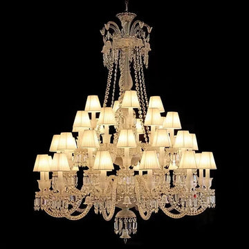 Large Light Luxury Classic Tiered Crystal Candle shaded Chandelier for High-ceiling Rooms/Living Room-Chandeliers-casivra-casivra
