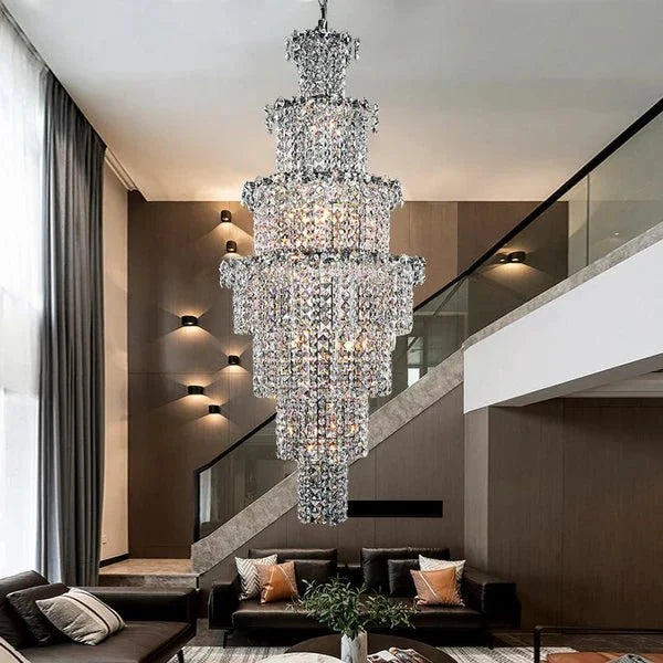 Large Multi - pieces Crystal Chandelier Stylish Ceiling Light Fixture For Foyer Living Room Staircase - D23.6"*H70.9"casivra