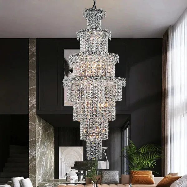 Large Multi - pieces Crystal Chandelier Stylish Ceiling Light Fixture For Foyer Living Room Staircase - D23.6"*H70.9"casivra