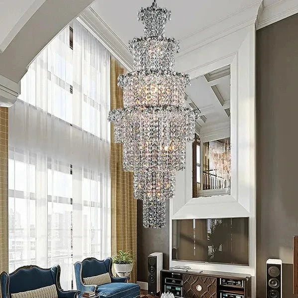 Large Multi - pieces Crystal Chandelier Stylish Ceiling Light Fixture For Foyer Living Room Staircase - D23.6"*H70.9"casivra