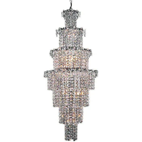 Large Multi - pieces Crystal Chandelier Stylish Ceiling Light Fixture For Foyer Living Room Staircase - D23.6"*H70.9"casivra