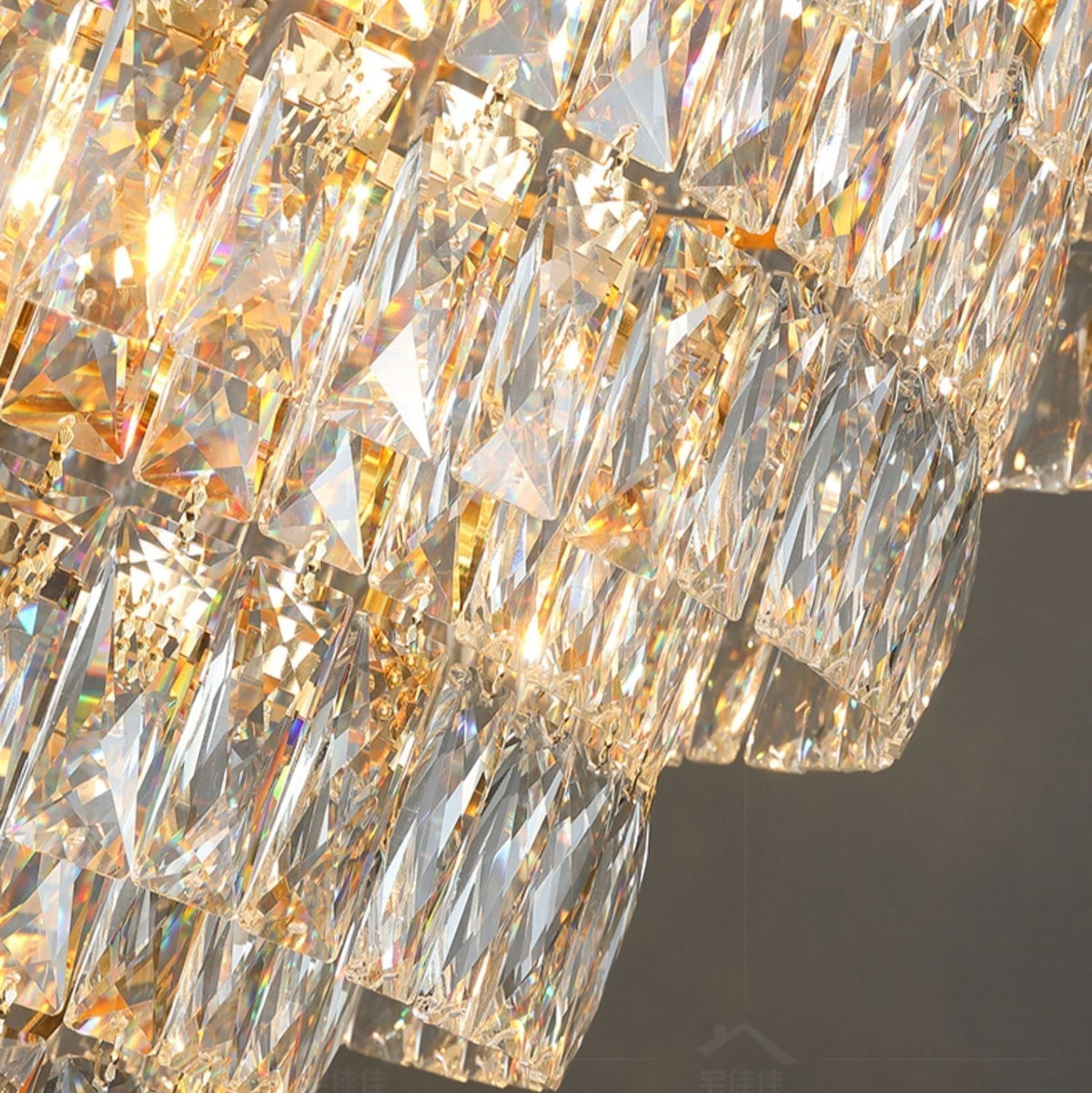 Large Staircase Crystal Chandelier Living Room Ceiling Light Fixture For Hotel Entrance In Gold Finish-Chandeliers-casivra-casivra