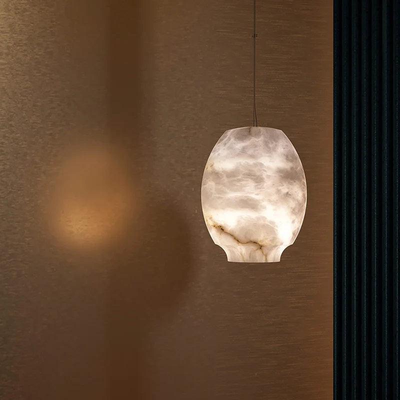 Larry Alabaster Lantern Bedside Pendant Light - Largecasivra