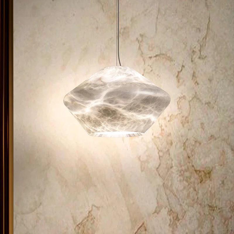 Larry Alabaster Simple Bedside Modern Pendant Light - casivra