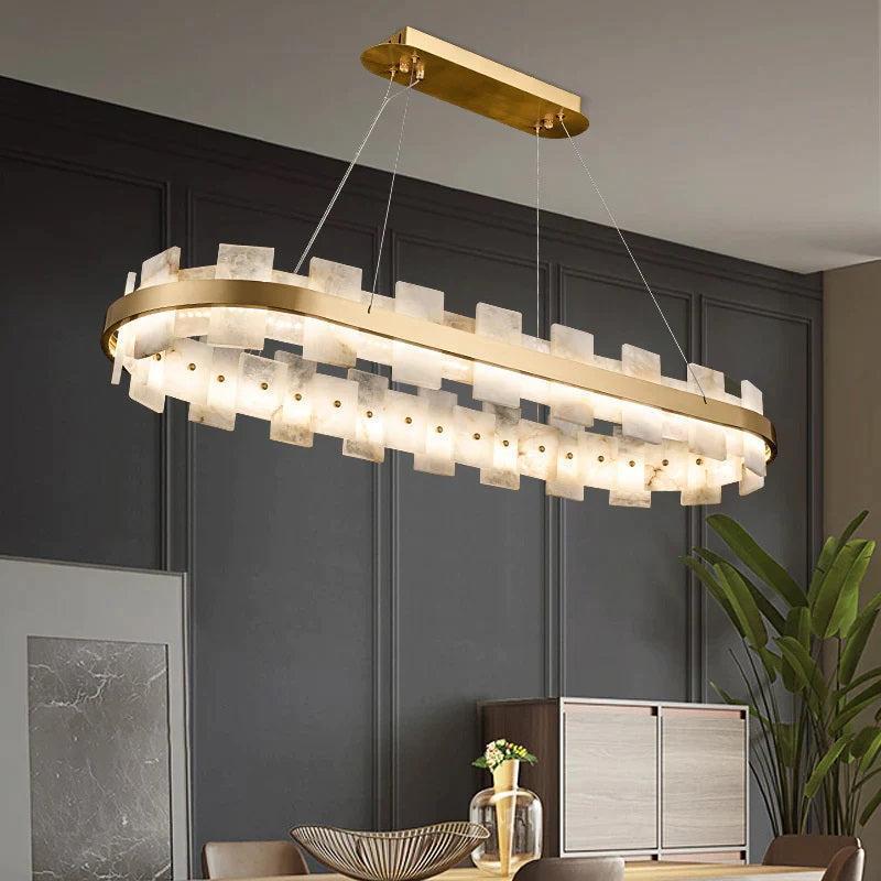 Larry Modern Oval Marble Island Chandelier - casivra