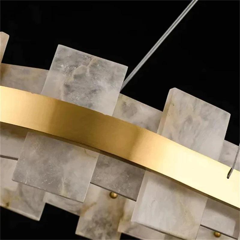 Larry Modern Round Marble Chandelier For Living Room - 31"Dcasivra