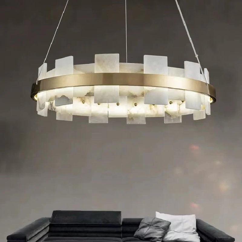 Larry Modern Round Marble Chandelier For Living Room - 20"Dcasivra