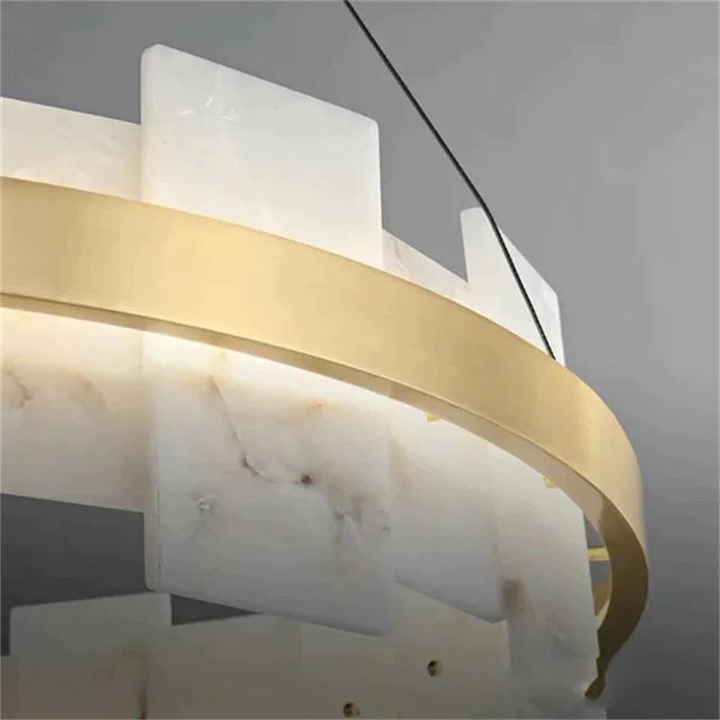 Larry Modern Round Marble Chandelier For Living Room - 31"Dcasivra