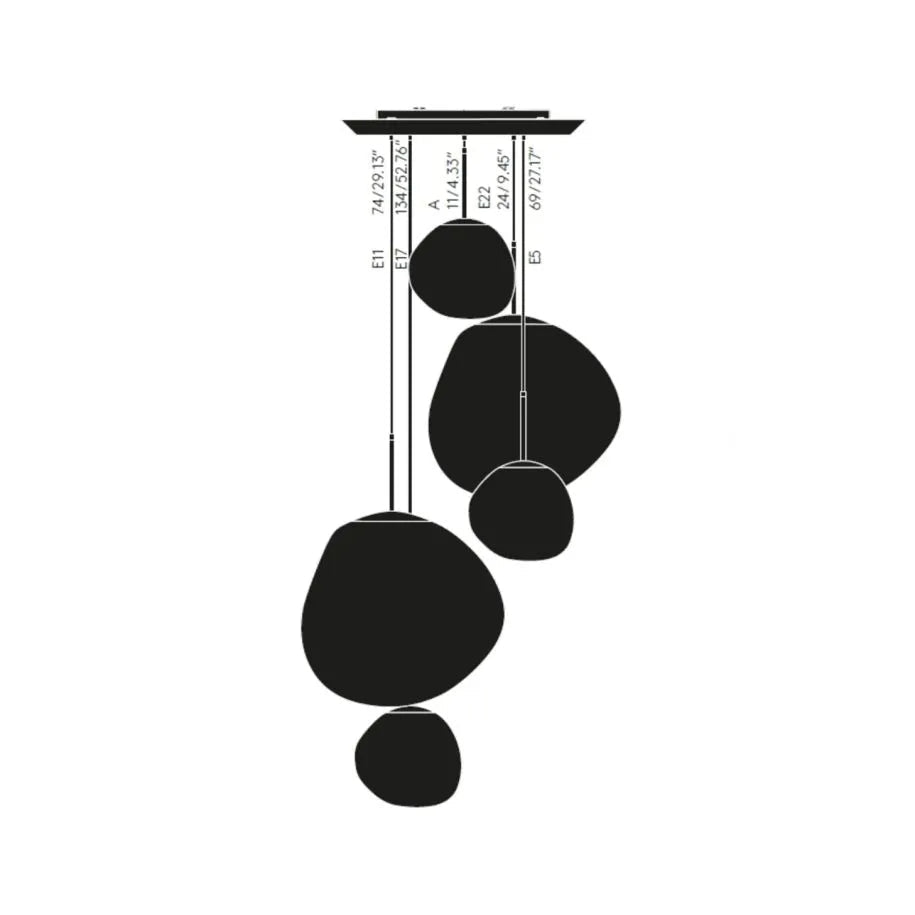 Lava Chandelier Villa Loft Duplex Stairwell Pendant Light - Gold5 Balls - Style Acasivra