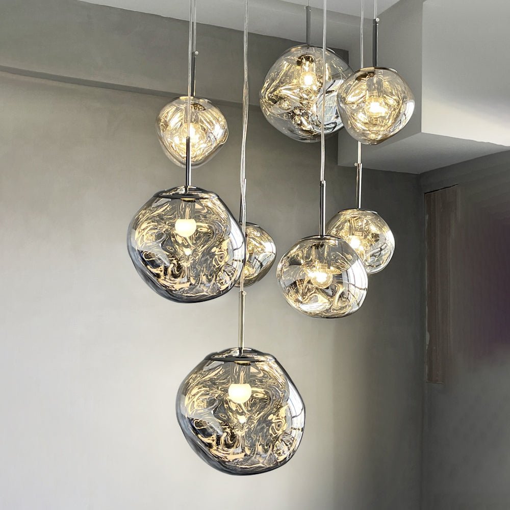 Lava Chandelier Villa Loft Duplex Stairwell Pendant Light - Rose Gold5 Balls - Style Acasivra