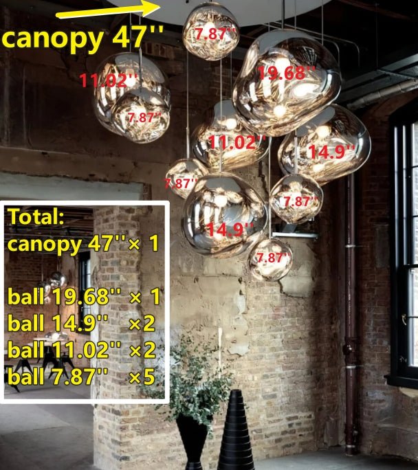 Lava Chandelier Villa Loft Duplex Stairwell Pendant Light - Rose Gold5 Balls - Style Acasivra