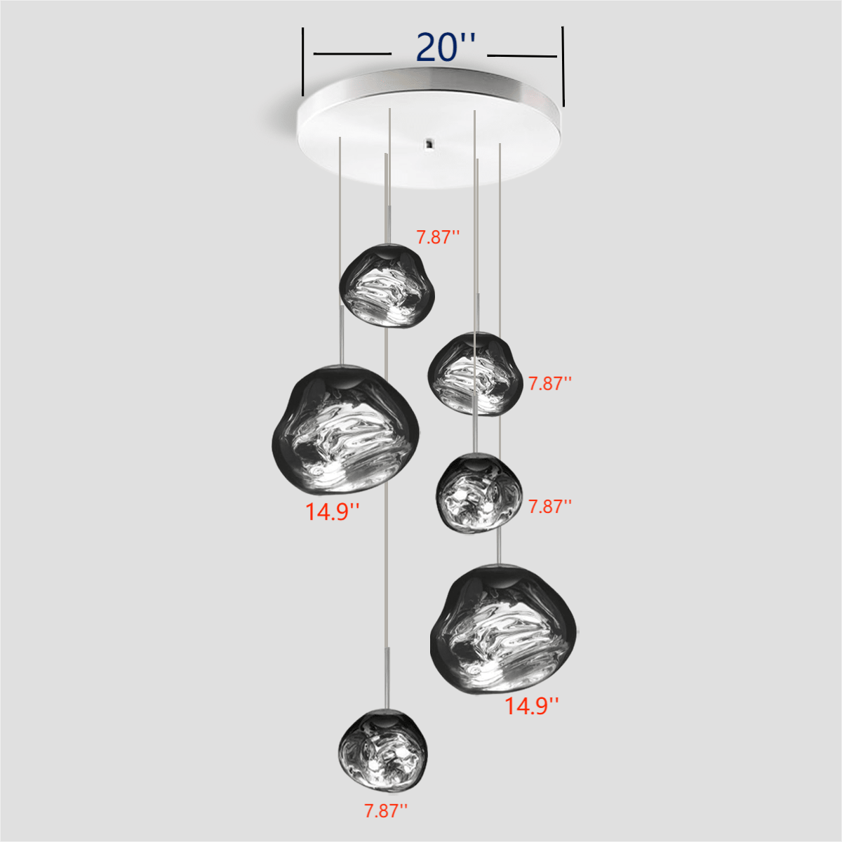 Lava Chandelier Villa Loft Duplex Stairwell Pendant Light - Smokey Gray5 Balls - Style Bcasivra