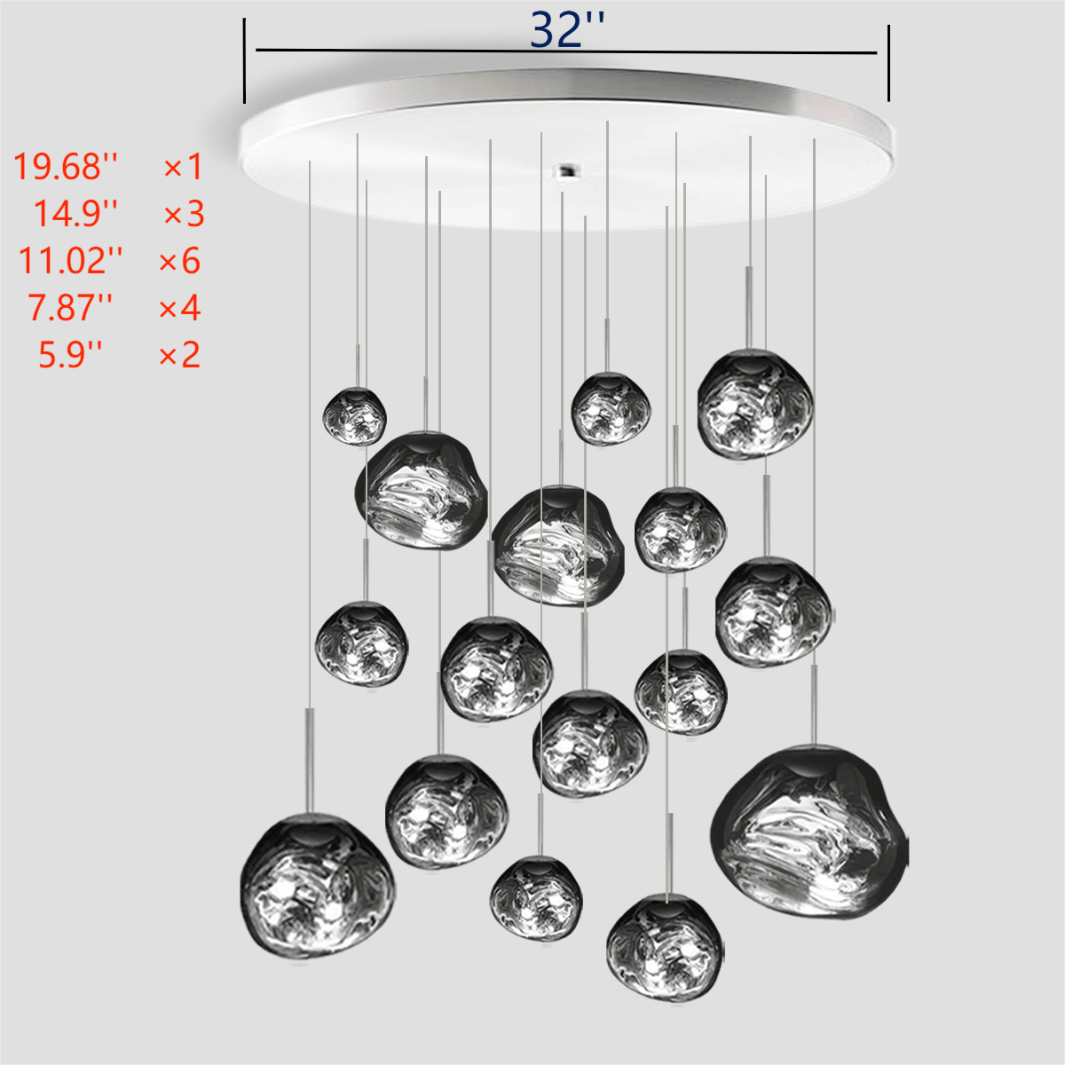 Lava Chandelier Villa Loft Duplex Stairwell Pendant Light - Gold16 Ballscasivra