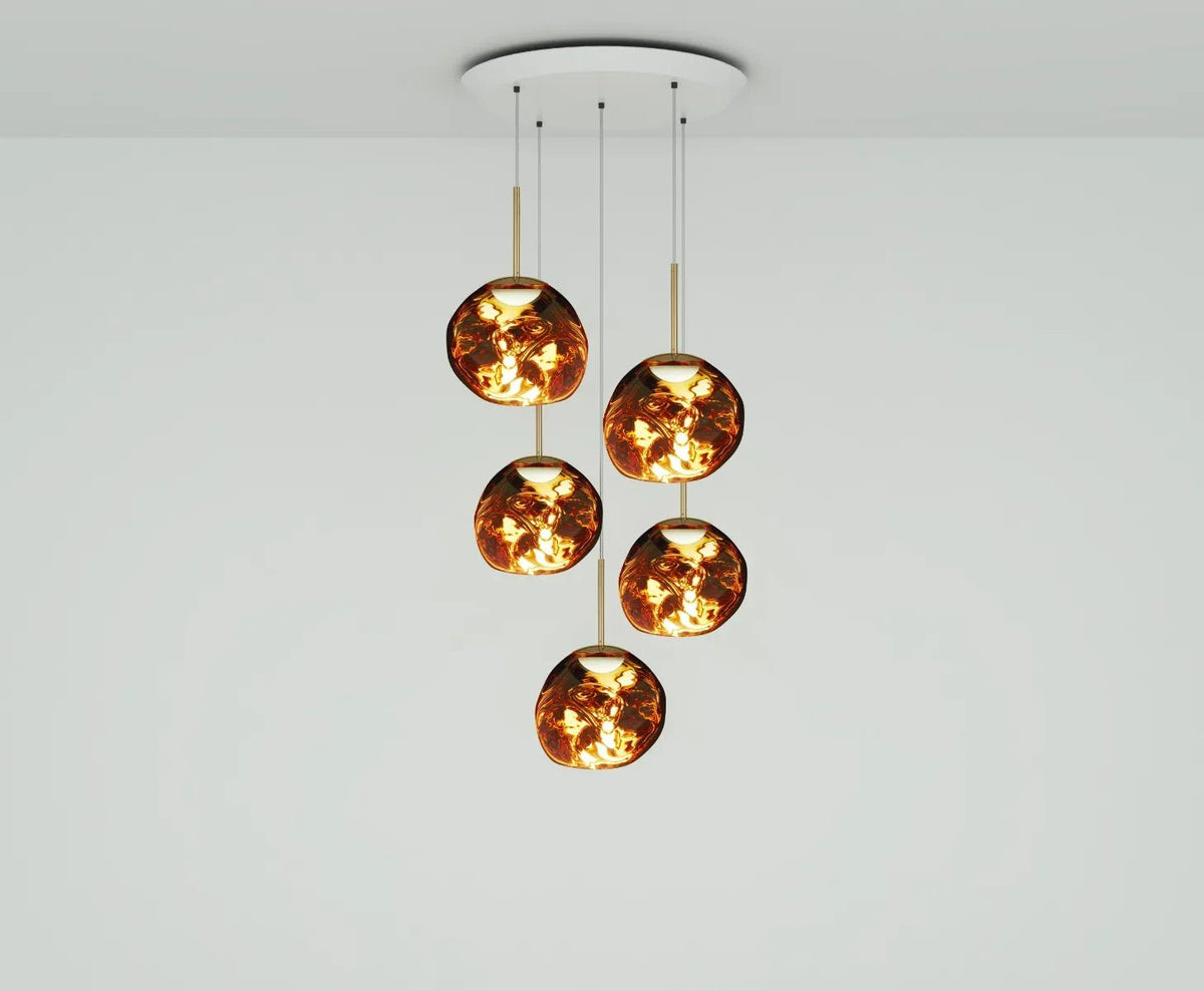 Lava Chandelier Villa Loft Duplex Stairwell Pendant Light - Gold5 Balls - Style Bcasivra