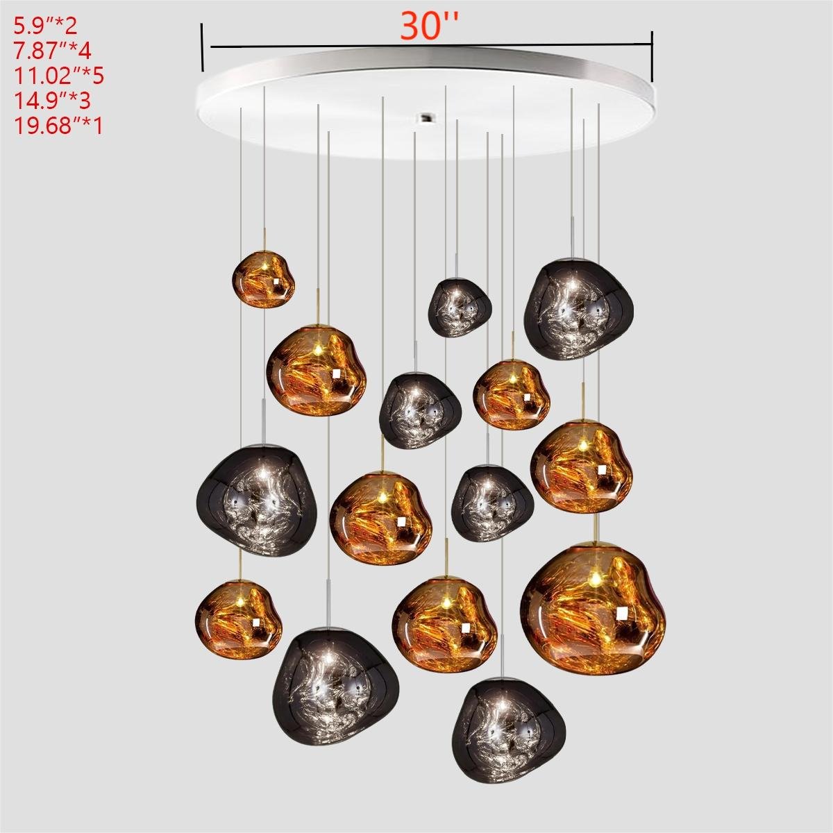 Lava Chandelier Villa Loft Duplex Stairwell Pendant Light - Rose Gold5 Balls - Style Acasivra