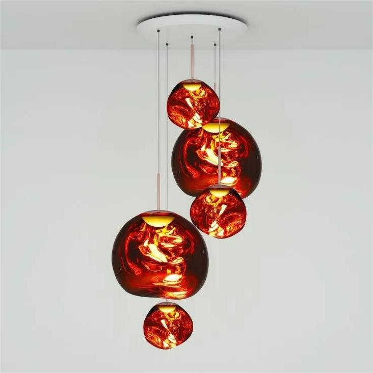 Lava Chandelier Villa Loft Duplex Stairwell Pendant Light - Rose Gold5 Balls - Style Acasivra