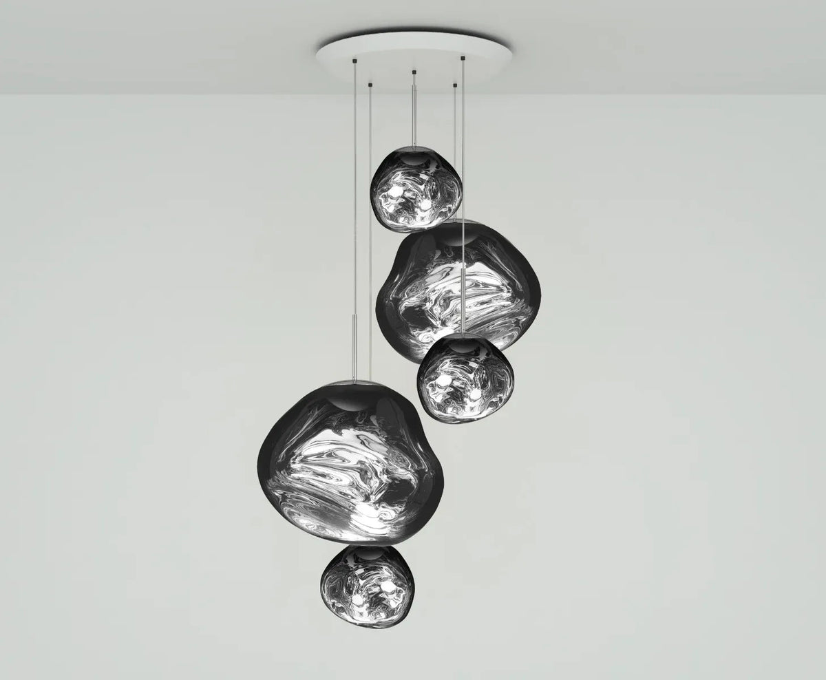 Lava Chandelier Villa Loft Duplex Stairwell Pendant Light - Silver5 Balls - Style Acasivra