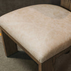 Close up of leather fabric on dining chair seat