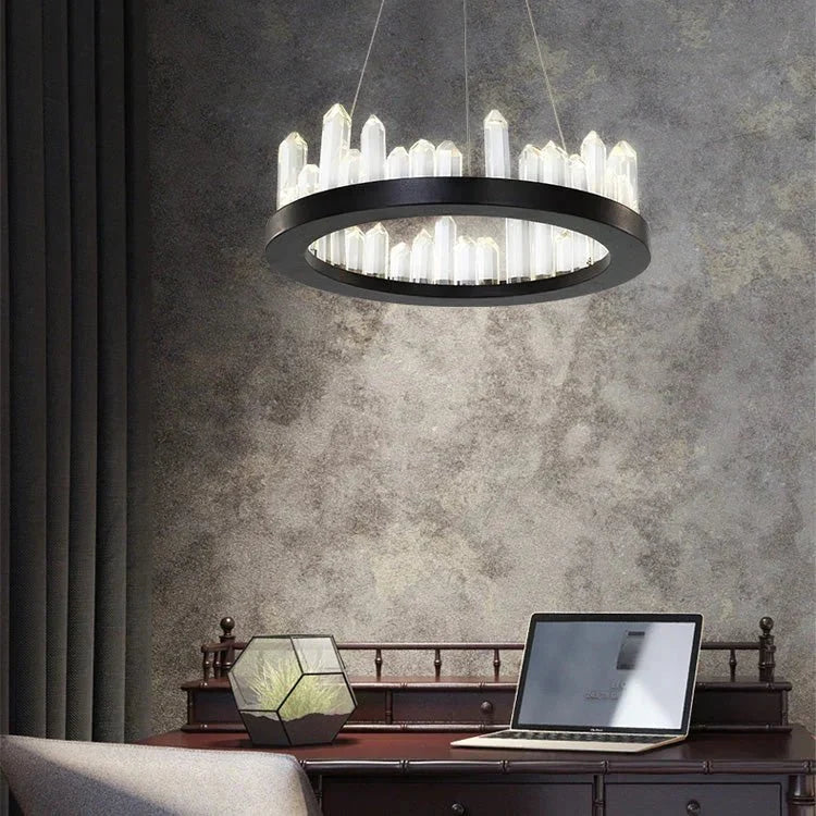 Leti Crystal Round Chandelier - 16"D60”Bronzecasivra