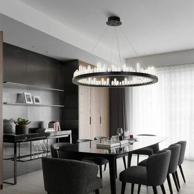 Leti Crystal Round Chandelier - 16"D60”Bronzecasivra