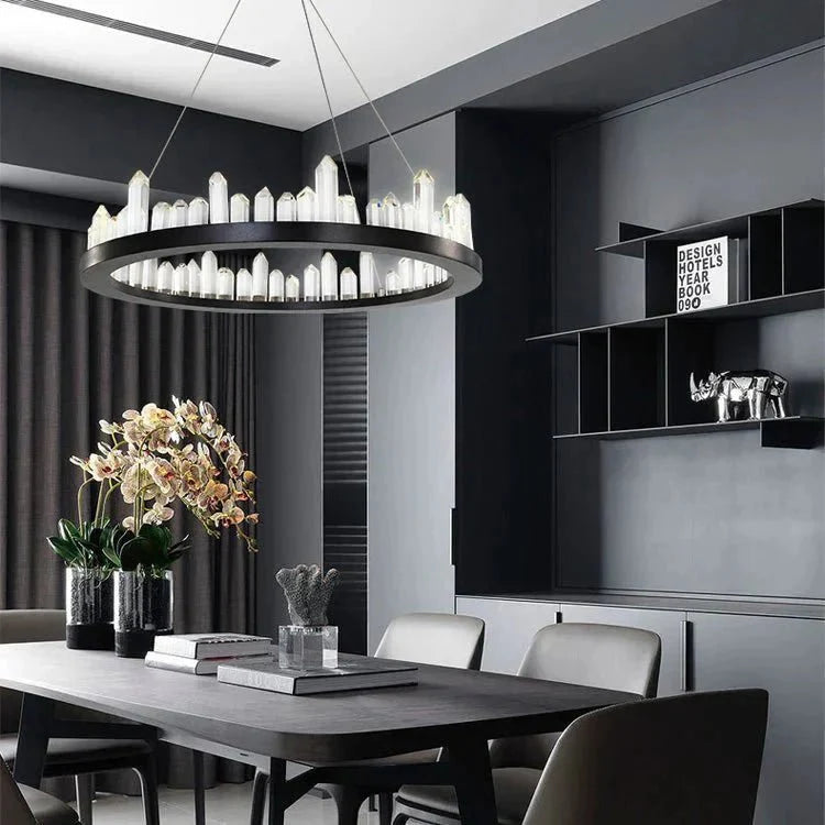 Leti Crystal Round Chandelier - 16"D60”Bronzecasivra
