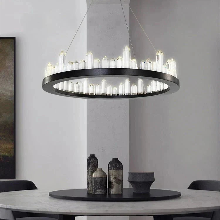 Leti Crystal Round Chandelier - 16"D60”Bronzecasivra